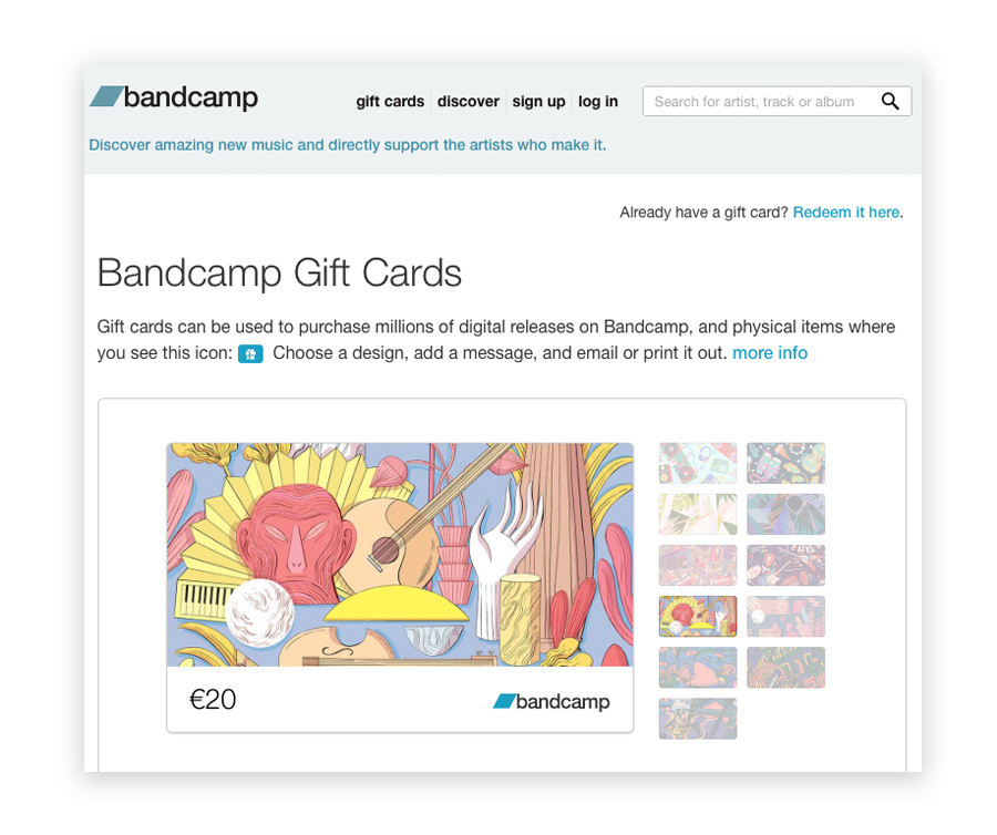 BANDCAMP GIFT CARDS Elisa Macellari Illustrator